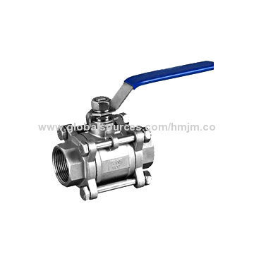 Stainless steel ball valve, 3pcs full bore, BSP thread, 1,000WOG 2000WOG available
