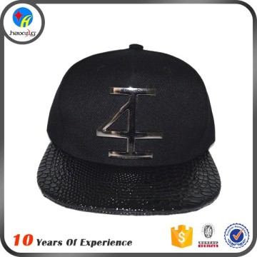 Fashion custom black snapback cap with mental logo