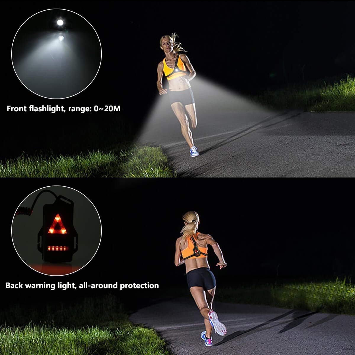 Super Bright Waterproof Night Running Light Safety Jogging LED Chest Flashlight Lamp With USB Rechargeable