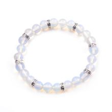 Trendy Nature Opal Beaded Alloy Bracelet Unisex Energy Stone Beaded Bangle