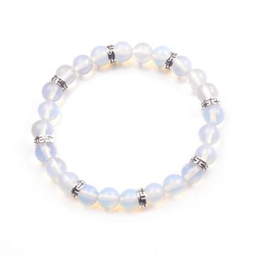 Trendy Nature Opal Beaded Alloy Bracelet Unisex Energy Stone Beaded Bangle