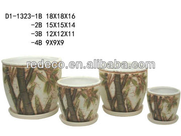 Cheap bamboo ceramic flower pots