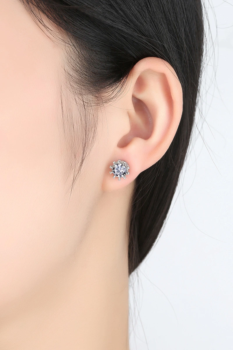 Fashion Earrings Women Fashion Jewelry Accessories 925 Sterling Silver Crystal Stud Earrings