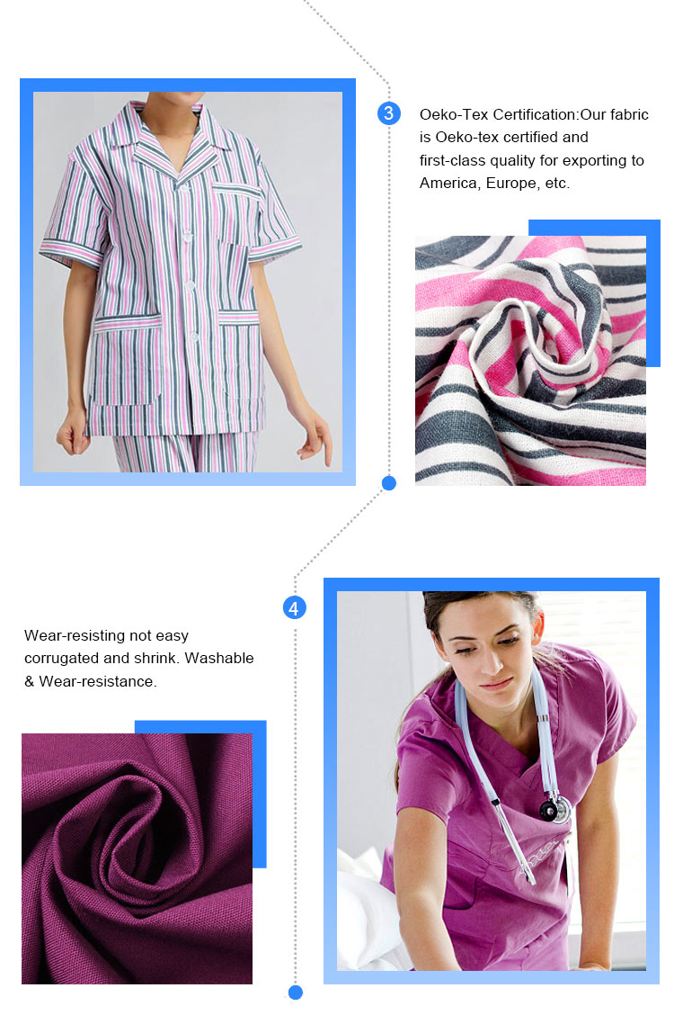 wholesale 6535 polyester cotton fabric hospital medical uniform fabric