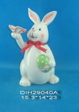Hand-Made Ceramic Rabbit for Easter Decoration
