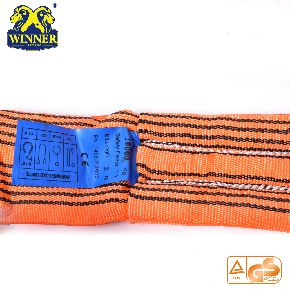 Polyester WLL 10 Ton Lifting Polyester Round Webbing Sling