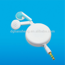White retractable earbuds high quality with your brand logos