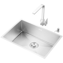 Handmade 304 Single Sink Large Built-in Stainless Steel Undermount Kitchen Sink