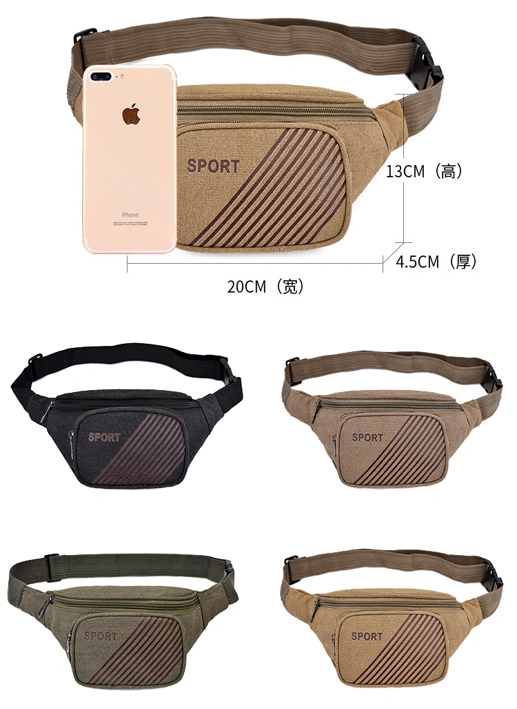 Hot Sale Custom Logo Lightweight Canvas Sports Running Outdoor Crossbody Chest Belt Bumbags Travel Hiking Fanny Pack Mens Waist Bag for Cellphone