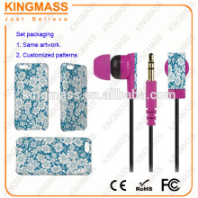2016 New Products Fashion consumer electronics set flower phone cases and earphones