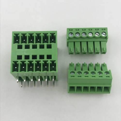 Double rows right angle pin plug-in terminal block