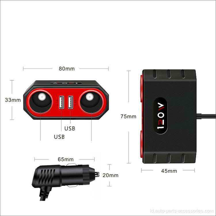 Mobil Multifungsi Ganda USB Tipe C Charger Mobil