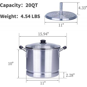 Pote de vapor de tamale de aluminio de plata de 20 cuartos de galón