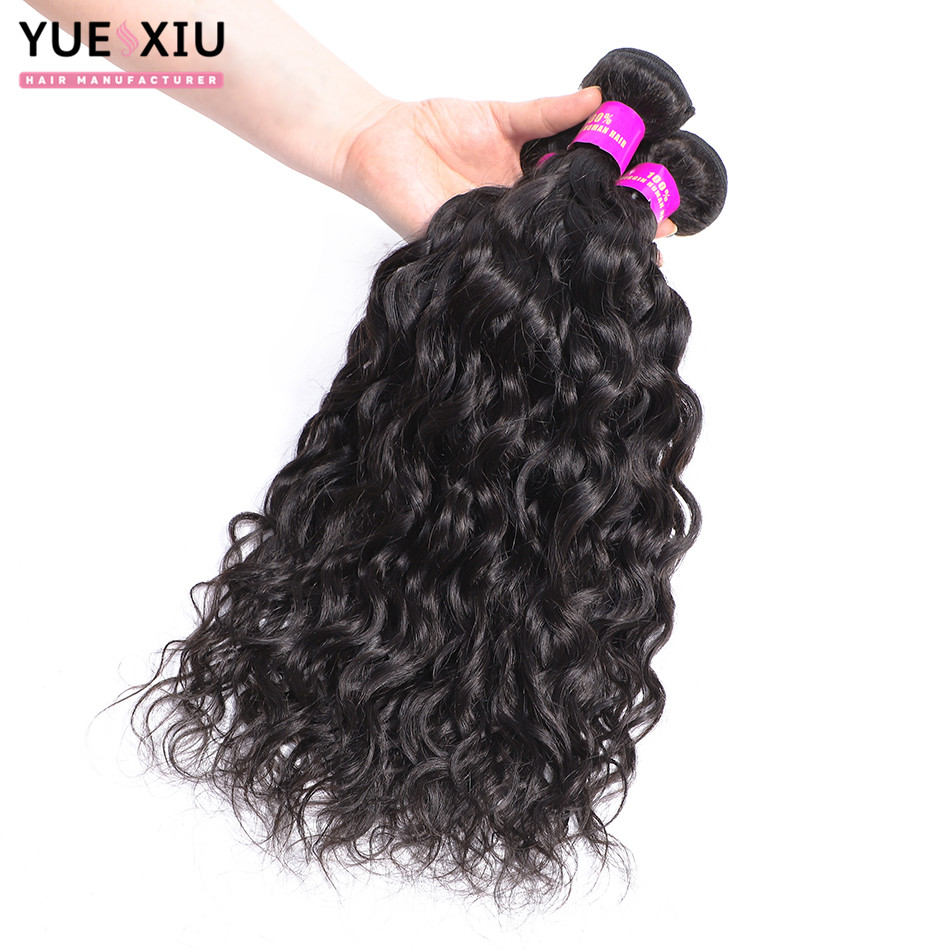 Brazilian Hair Water Wave Bundles With Closure100% Virgin Human Hair Extensions Lace Closure