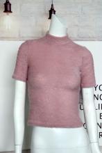 Ladies Pink Pullover With Half Turtleneck