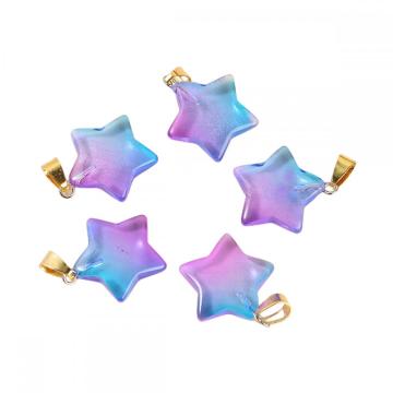 20mm Rainbow Glass Star Pendant for DIY Jewelry