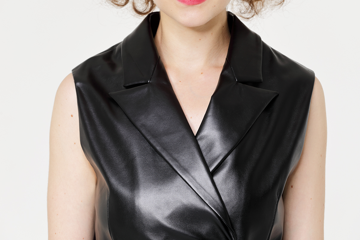 Lady's PU vest Blazer with Waistband Lady's PU vest Blazer with Waistband