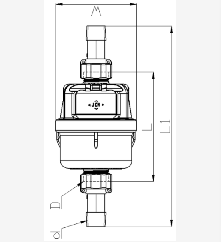 dimension image of brass volumetric water meter