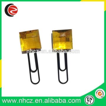 Yellow Square Shaped Acrylic Fancy Paper Clip