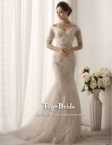 S1397 Real Elegant Short Sleeve Mermaid Wedding Dresses Made In China