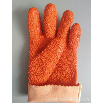 Orange PVC particles Cotton lining Anti-slip gloves