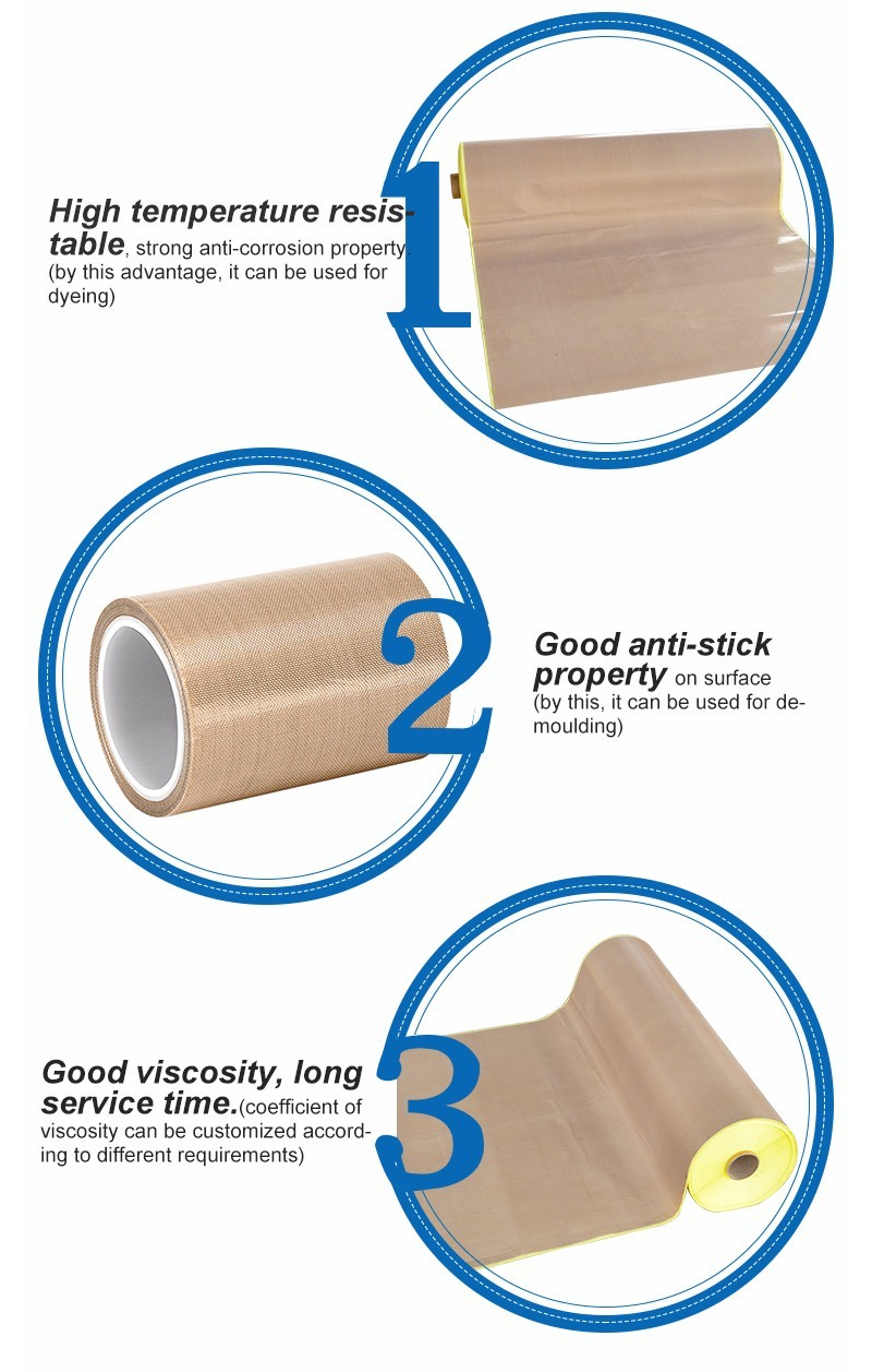 High Temperature Resistant PTFE Coated Fabric Adhesive Tape