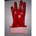 Rote PVC-Handschuhe glatte Oberfläche Interlock Liner 14 &quot;