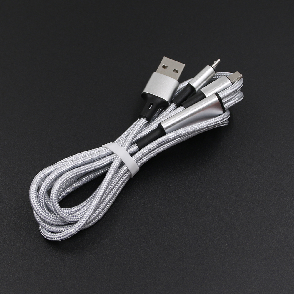 Yijiashishang 120CM Multi 3 in 1 Nylon usb charging Cable for iPhone,Micro USB,USB-C with CE ROHS
