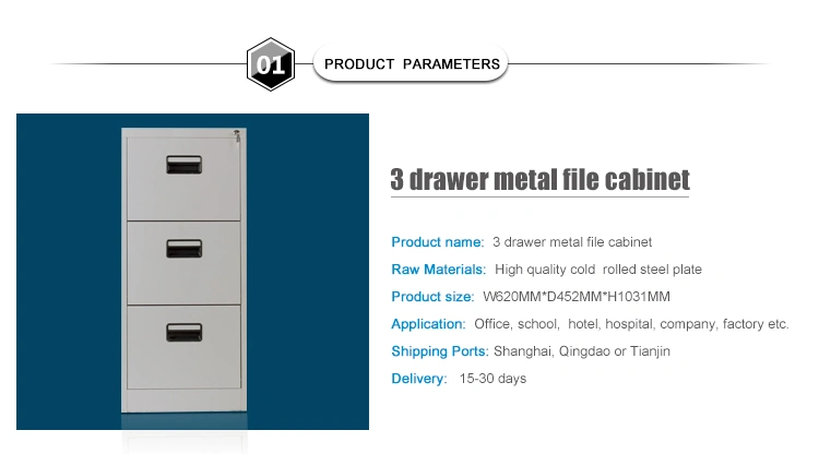 Luoyang Steel Office Vertical Metal 3 Drawer File Cabinet