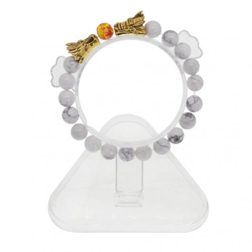 Women Dragon Head 8MM Beads Howlite Bracelet