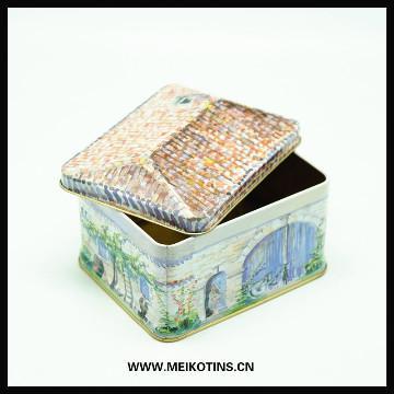 Highly decorated holiday tins