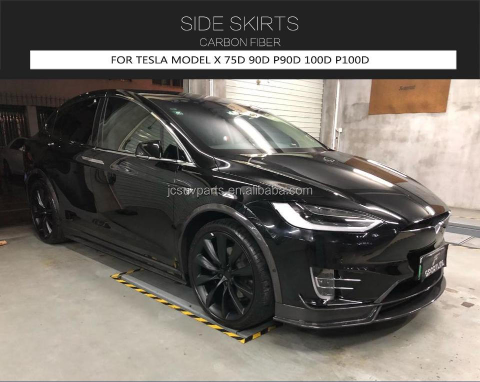 Carbon Fiber Car Side Skirts for Tesla Model X 75D 90D P90D 100D P100D 2016-2018