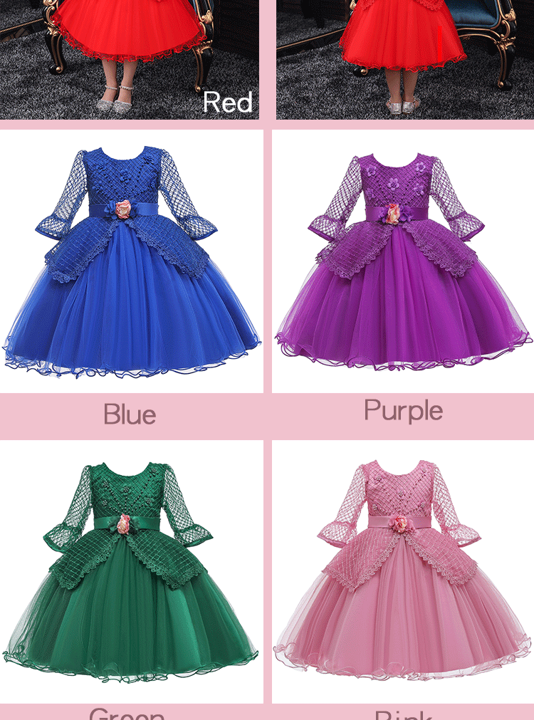 Children's Clothing Spring And Summer Models Flower Girls Dress Children's Lace Princess Dress Mesh Dress