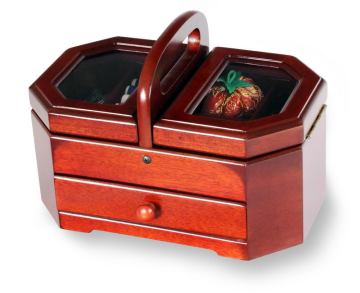 Wooden Box Basket with Sewing Kit Supplied