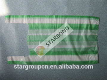 Disposable t-shirt bags, plastic striped t-shirt bags