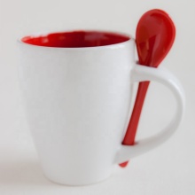 Custom Colored Inside Coffee Mugs 12oz Ceramic with Spoon