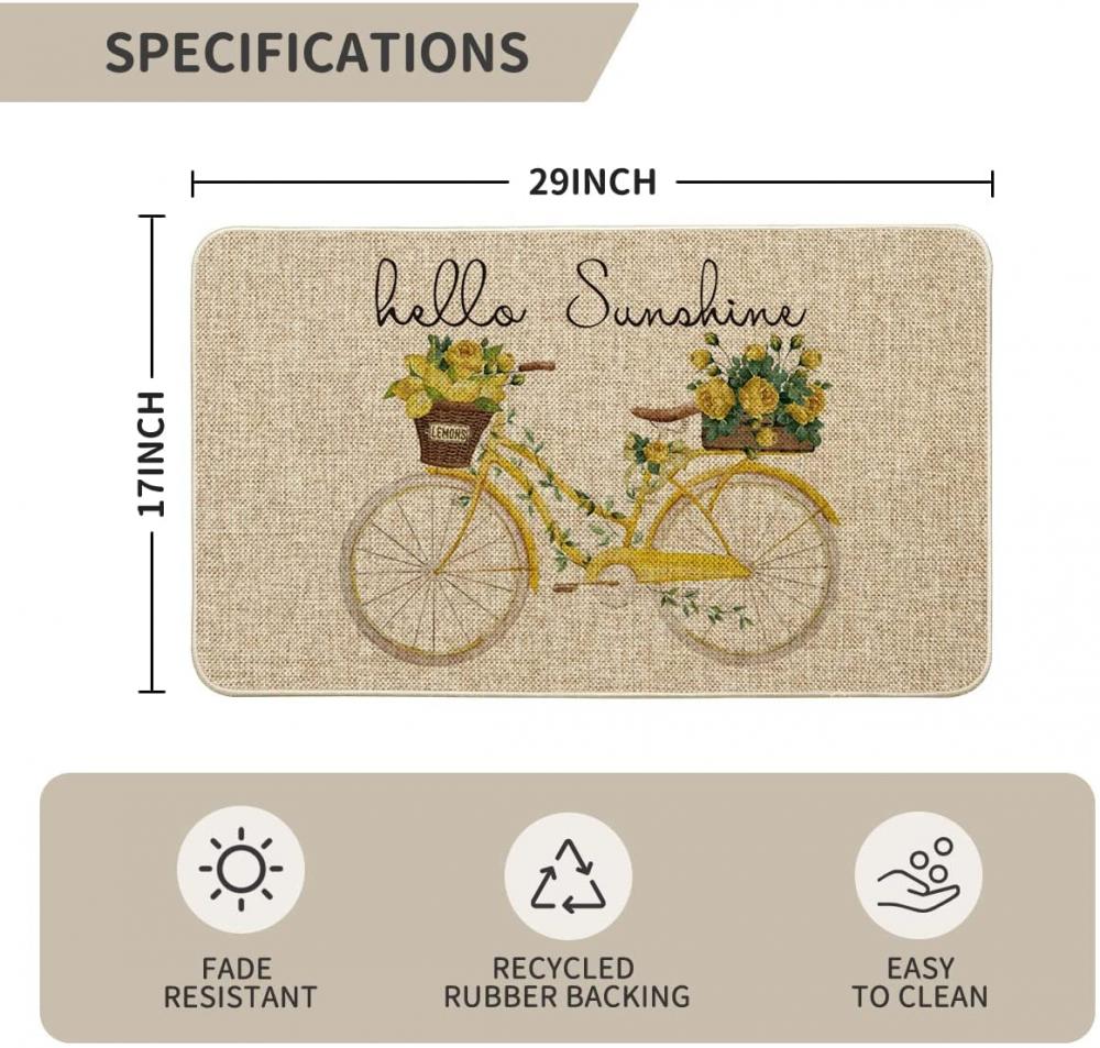 สวัสดี Sunshine Bicycle Flower Flower Decorative Doormat