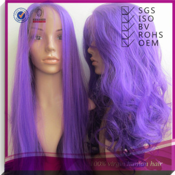 Long hair synthetic wigs , Purple color synthetic wigs , synthetic wigs