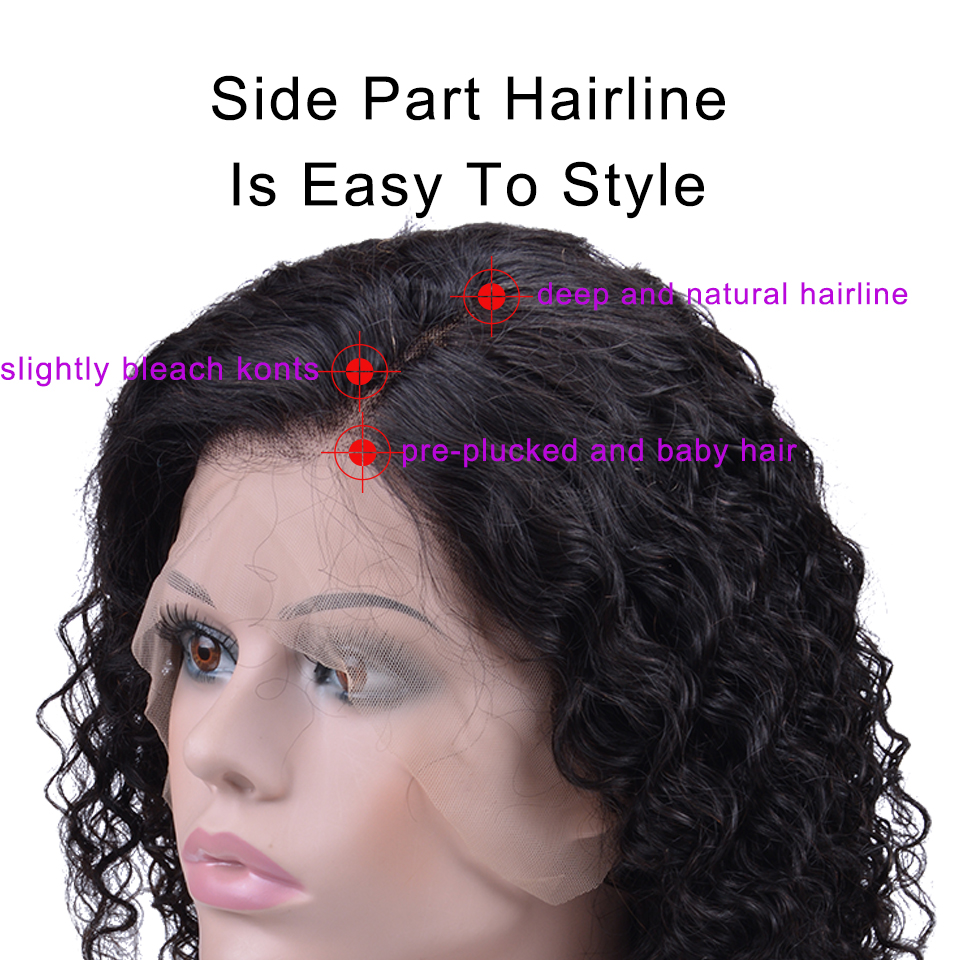 Usexy Virgin Malaysian Humain Hair Wig Wholesale Side Part Curly Wave Short Bob Wig Natural Color Lace Front Wigs