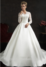 elegant high neck long sleeve lace ball gown saudi arabian wedding dress