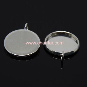 Fashion Pendant Bezel Setting Silver Jewelry wholesale Blank Pendants Bezel Settings Fits Round Stone