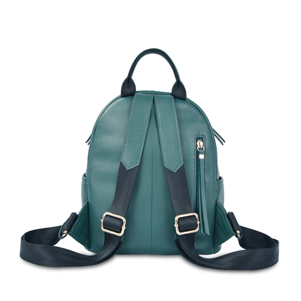 Cute green leather backpack for students