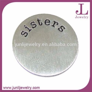 Silver Color Stainless Steel Plate For Locket "Sisters" Floating Locket Plate