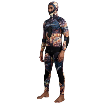 Seaskin Split Two-Piece med Hooded Long-sleve Diving Suit