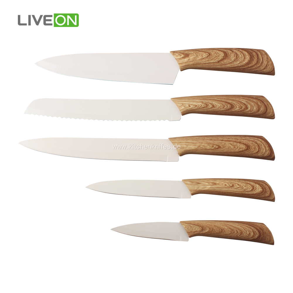 5pcs ABS Handle Coating Knife Set With Block