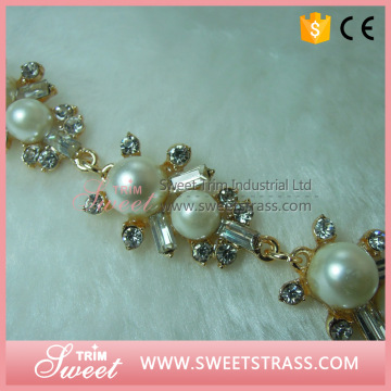 pearl and rhinestone trimmings;fashionable rhinestone trims