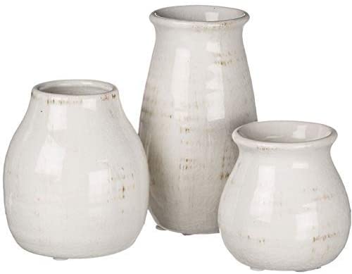 3 pezzi piccoli vasi in ceramica bianca