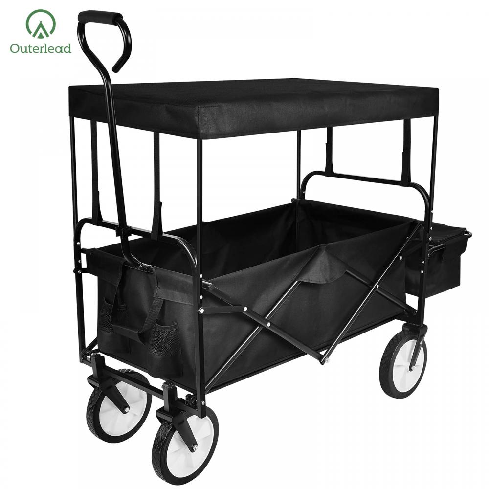 Black Large Capacity Practical Portable Folding Wagon