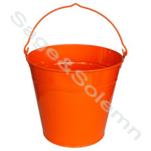 Orange Color Decorative Powder Coated Galvanized Iron Flower Bucket