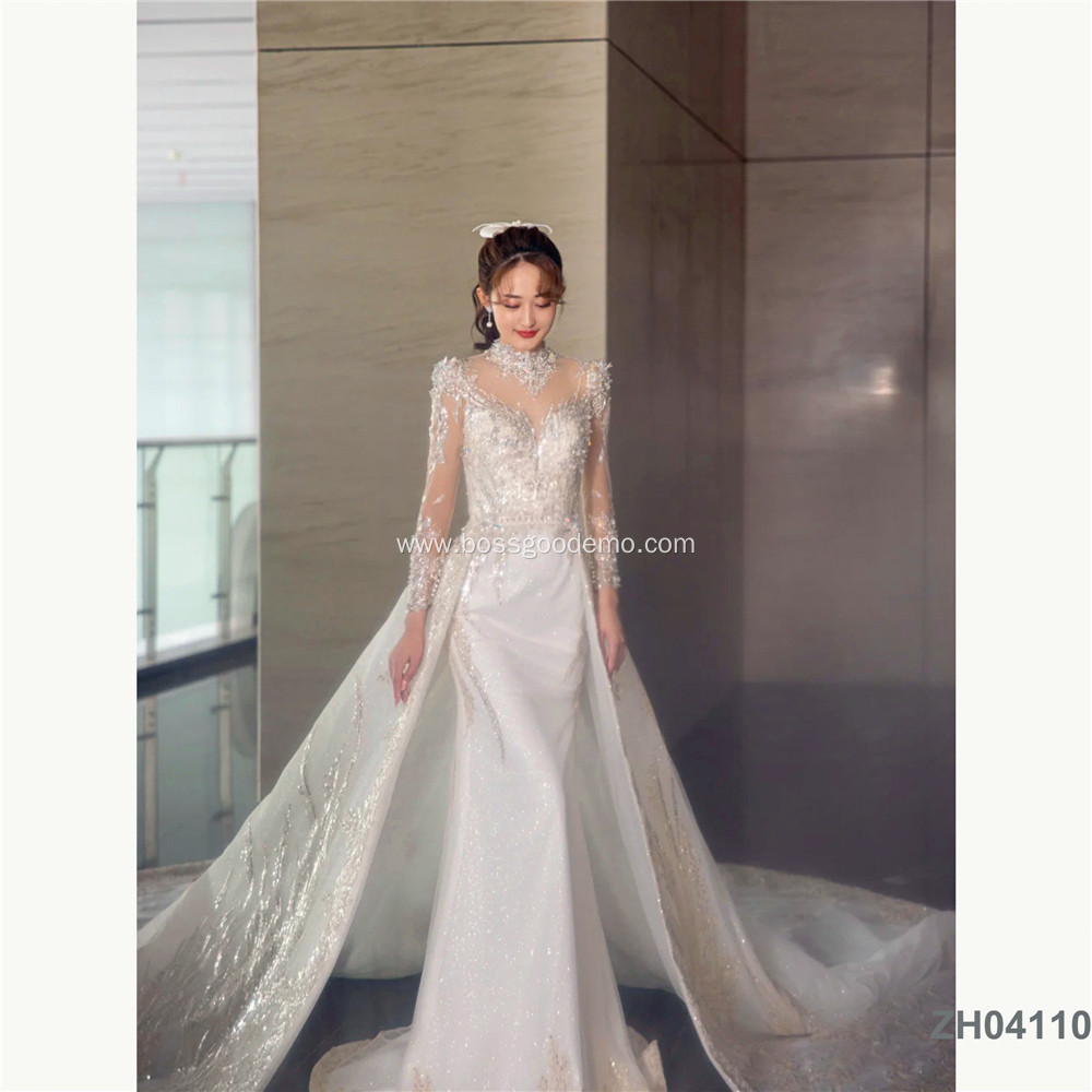 Custom Made Formal Designs Mermaid trumpet marmaid bridal gowns wedding dress beach with detachable train